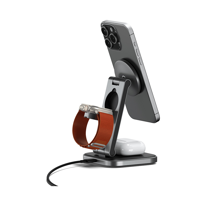 Đế sạc không dây Satechi 3in1 Qi2 15W (có thể gập lại,Kèm sạc 45W) - Hình ảnh 3