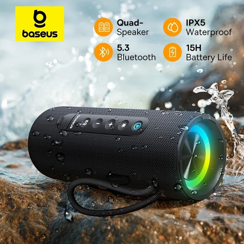 Loa Bluetooth Baseus AeQur VO20 – Bluetooth 5.3, chống nước IPX5, bass mạnh, loa di động cho camping ngoài trời - Hình ảnh 3